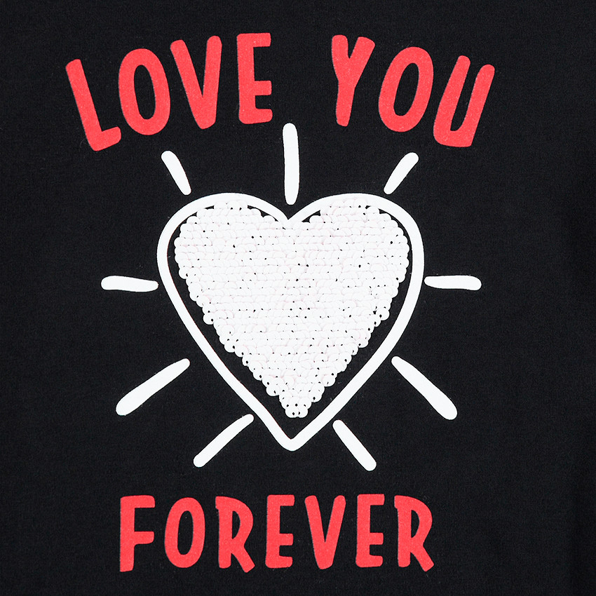 Junior - Tee-shirt manches longues en jersey avec coeur en sequins magiques 
