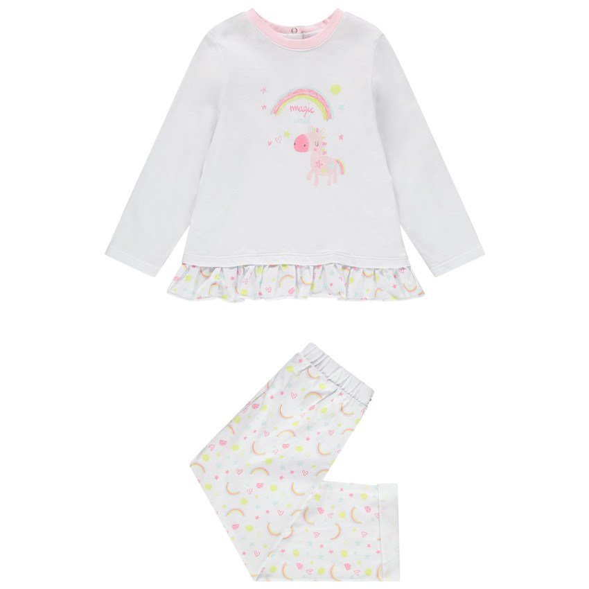 Pyjama van jersey met eenhoornprint en regenboogjes 