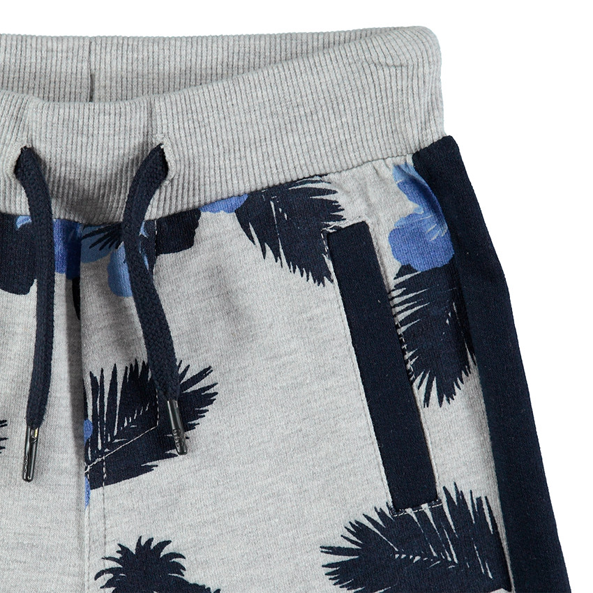 Junior - Bermuda en molleton avec hibiscus et palmes printés 