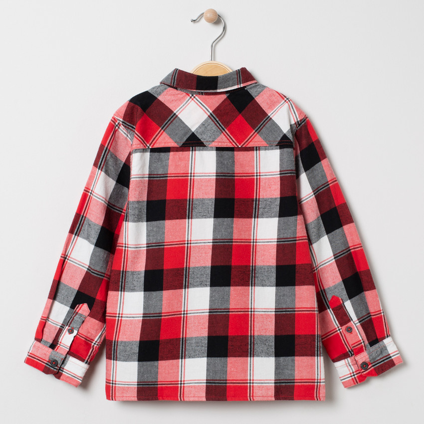 Chemise manches longues à carreaux et poche 