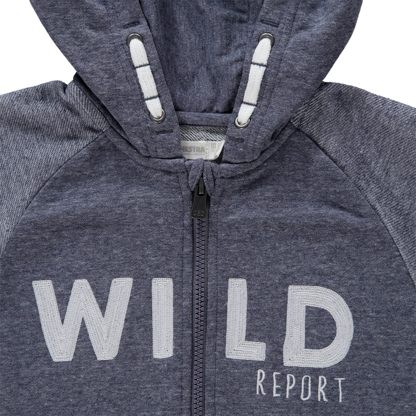 Junior - Gilet à capuche en molleton chiné avec inscription brodée 