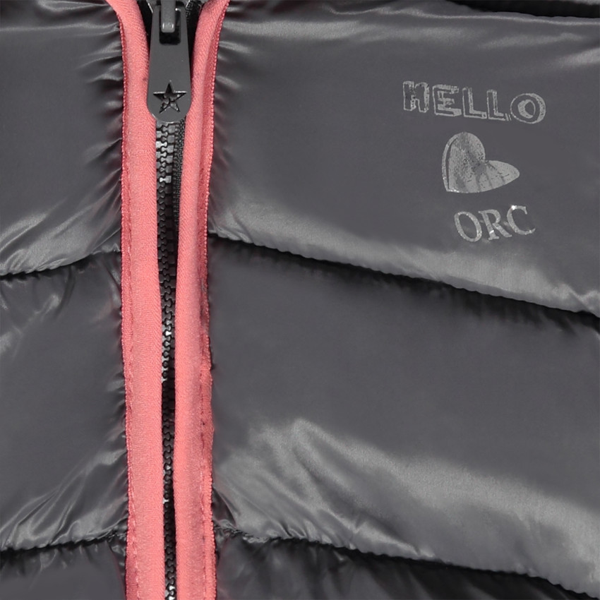 Doudoune ouatinée à capuche effet matelassé doublée micropolaire 