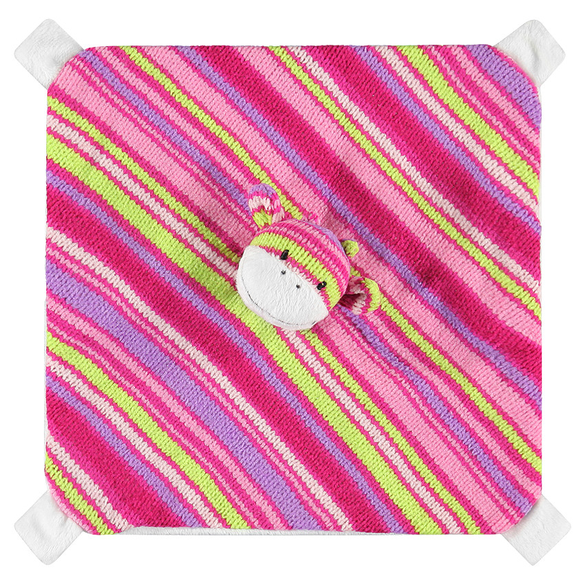 Doudou vache en tricot imprimé rayé 