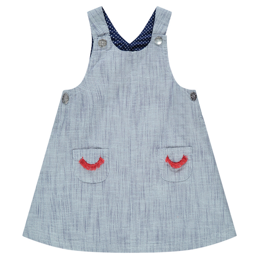 Robe salopette sans manches avec poches et cils brodés 