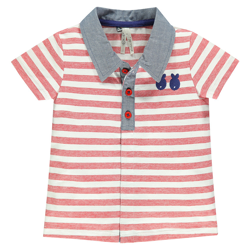 Polo manches courtes rayé avec ouverture sur le devant 