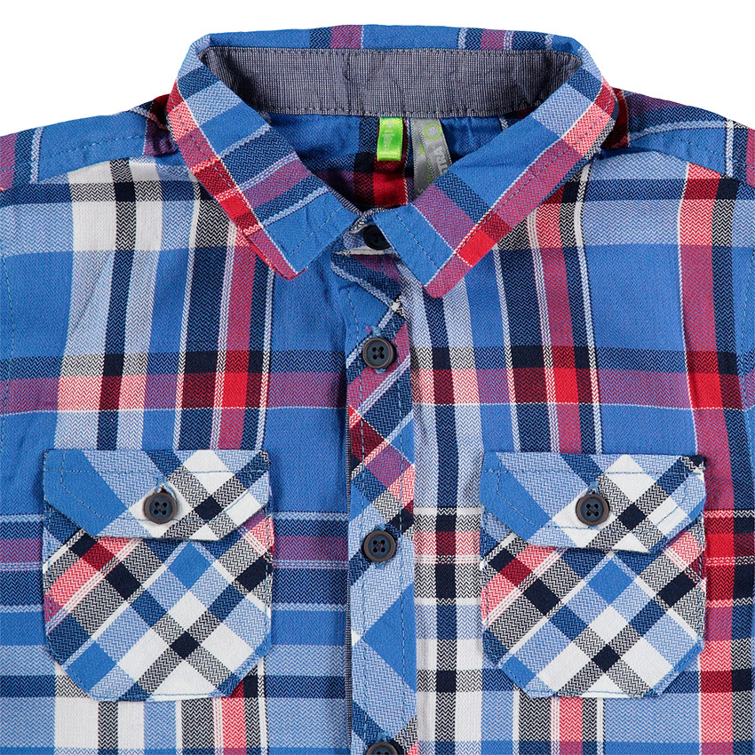 Chemise manches longues à grands carreaux contrastés 