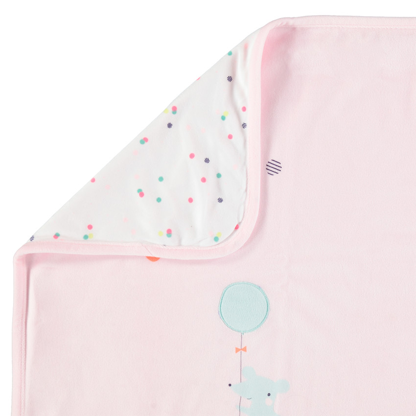 Couverture à pois et maisons brodées en veloudoux 