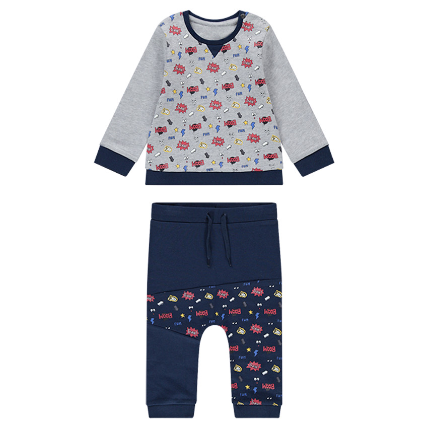 Jogging en molleton avec imprimé esprit BD placé 