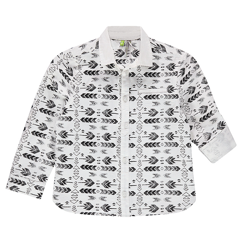 Chemise à manches rétractables motif ethnique all-over 