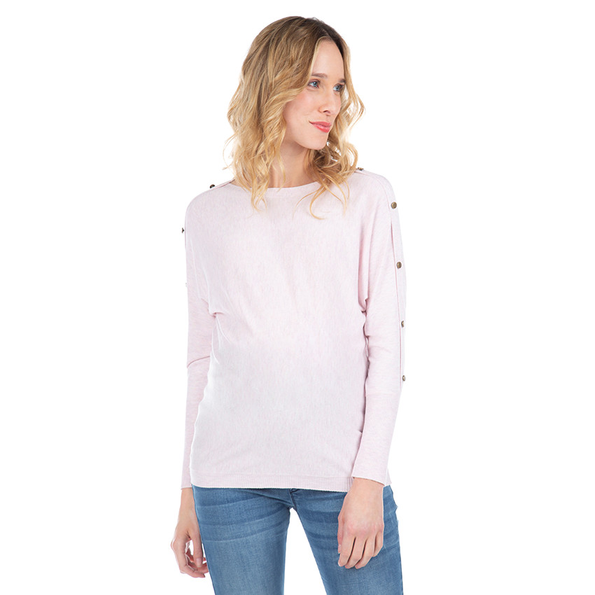 Pull de grossesse en tricot uni avec boutons fantaisie 