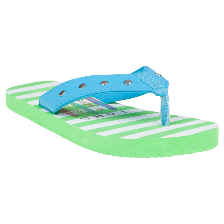 Tongs rayées avec bride à clous fantaisie 