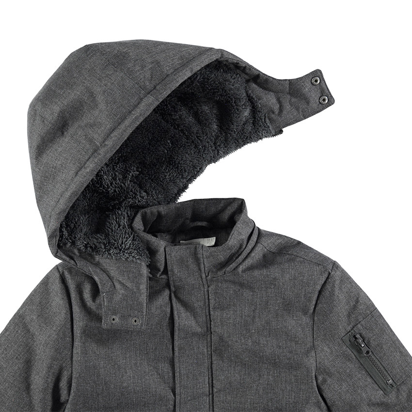 Parka chinée doublée sherpa avec capuche amovible et poches 