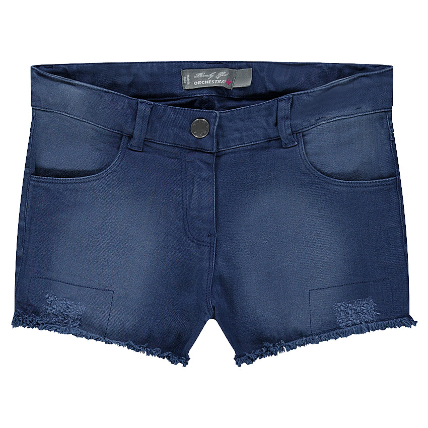 Short en jeans à franges 