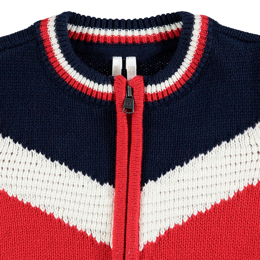 Gilet en tricot zippé avec bandes contrastées 
