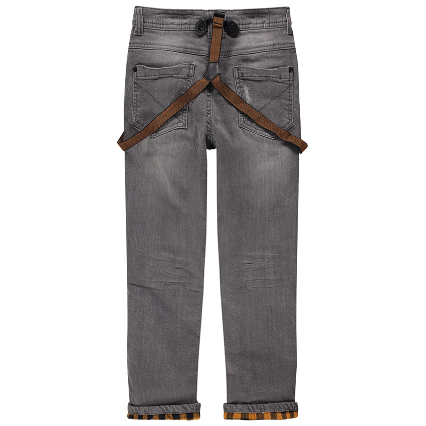 Jeans à bretelles effet crinkle 