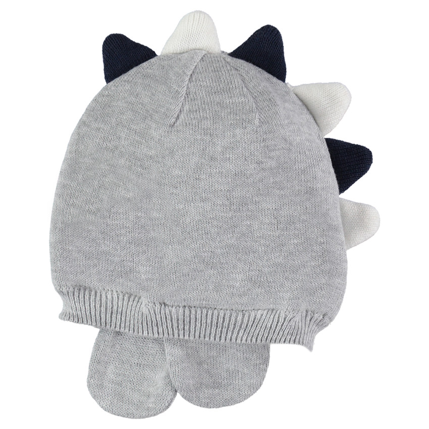 Bonnet en tricot gris chiné avec crête en relief 