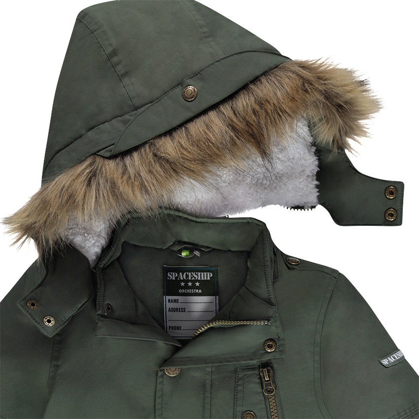 Parka en twill doublée sherpa avec capuche amovible 