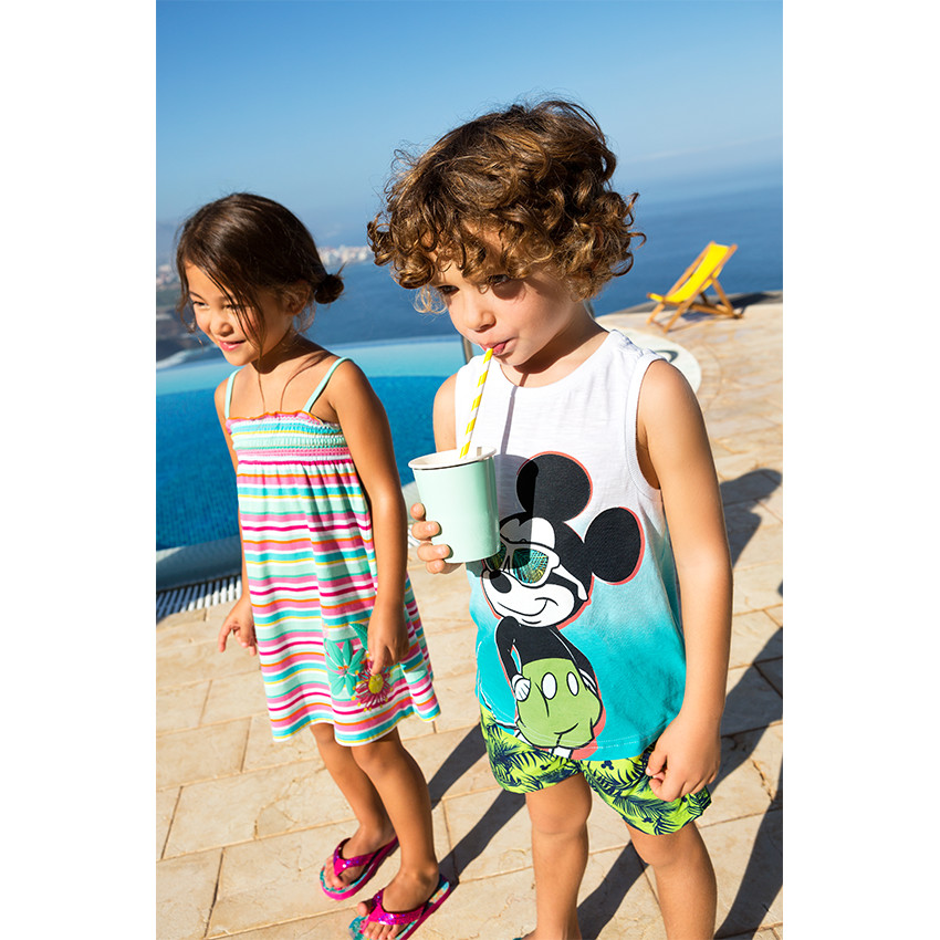 Short de bain Disney print végétal et serti Mickey 