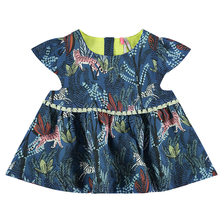 Tunique manches courtes avec animaux et motif floral all-over 
