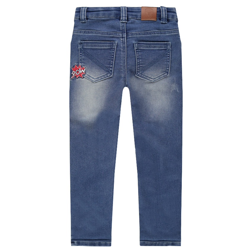 Jeans effet used avec badges brodés Marvel Spiderman 