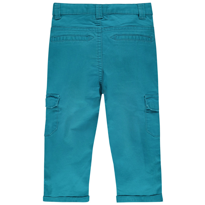 Pantalon surteint bleu en toile avec poches 