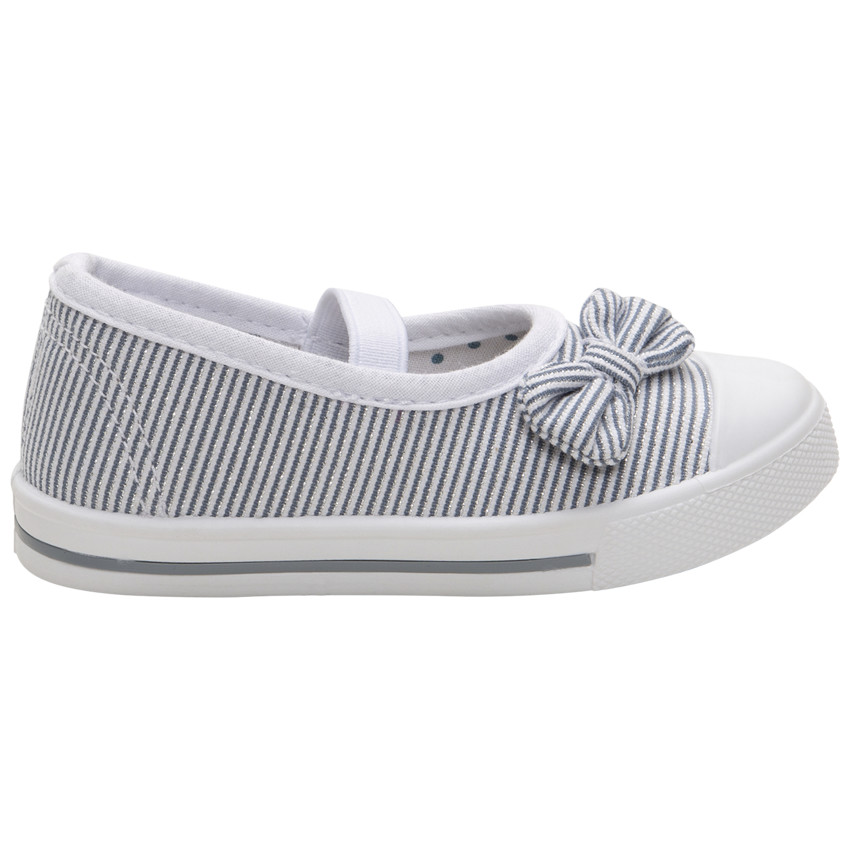 Babies en toile rayée mélangée de fils brillants et noeud 