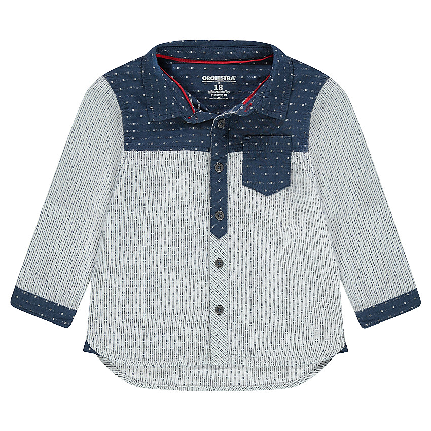 Chemise manches longues avec motifs placés en jacquard 