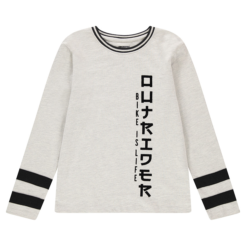 Junior - Tee-shirt manches longues en jersey avec print et col fantaisie 