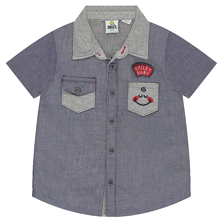 Chemise manches courtes avec poche et badges ©Smiley 
