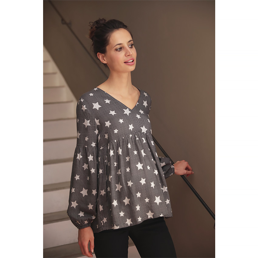 Top de grossesse manches longues à étoiles all-over 