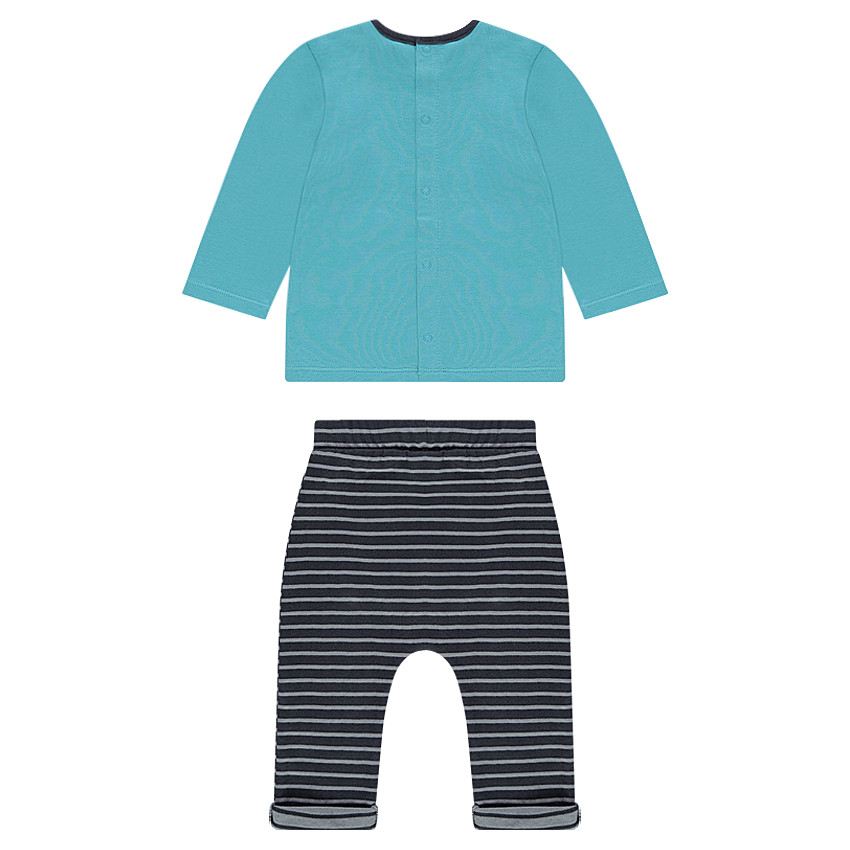 Ensemble avec tee-shirt à texte printé et sarouel rayé 