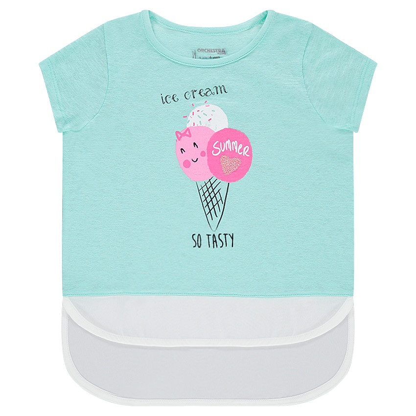 Tee-shirt manches courtes effet 2 en 1 avec print fantaisie 