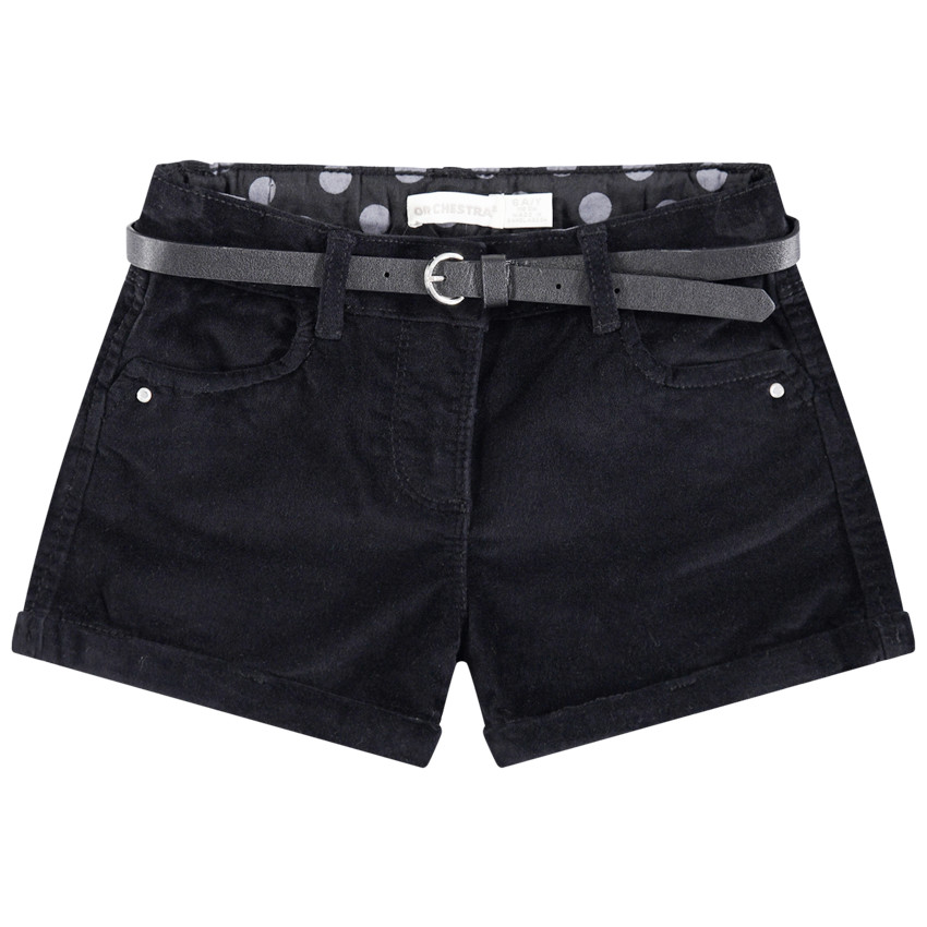 Short en velours uni avec ceinture ajustable et amovible 