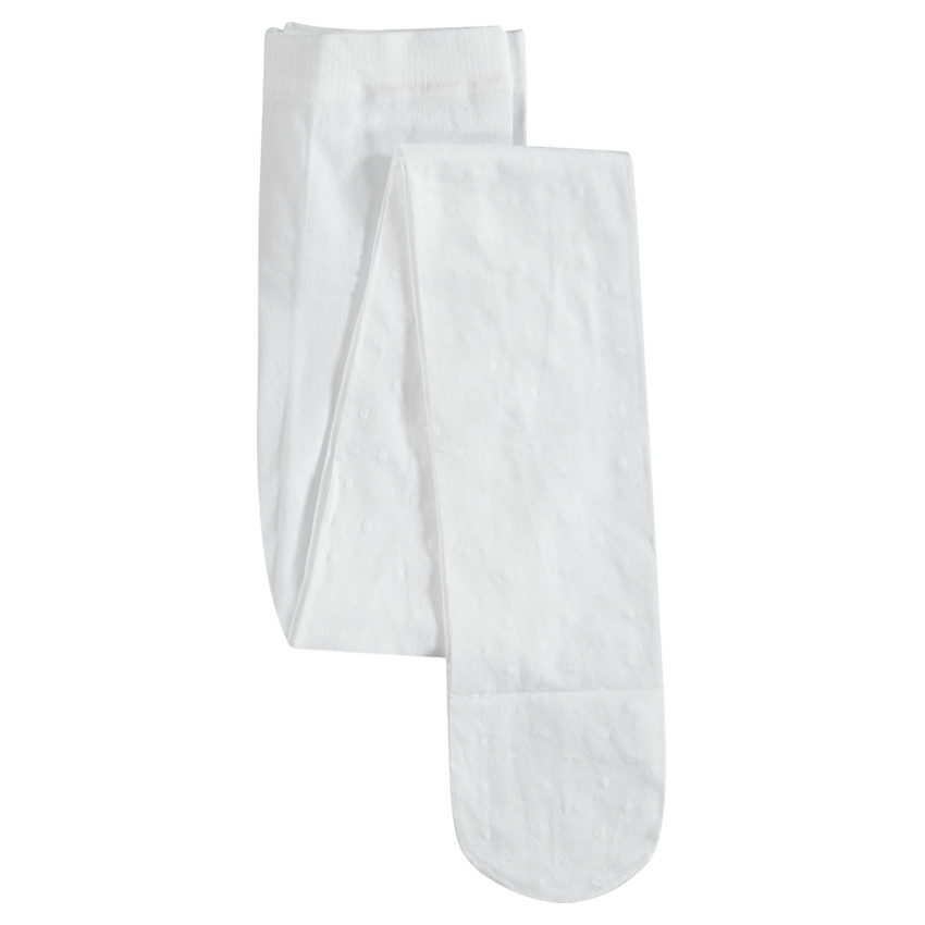 Collant fin blanc à motifs ton sur ton 
