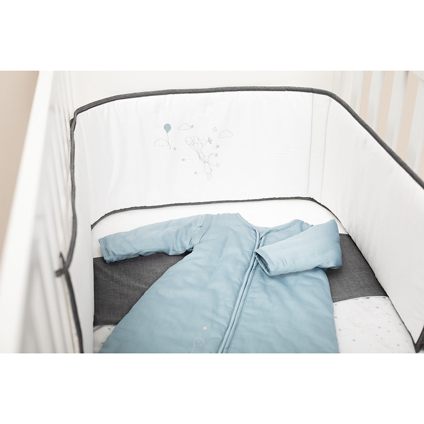 Set housse de couette et taie d'oreiller imprimé lapin et étoiles 