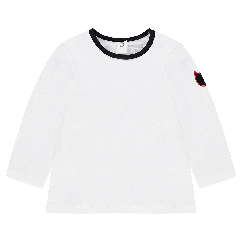 Tee-shirt manches longues en jersey avec badge forme chat 