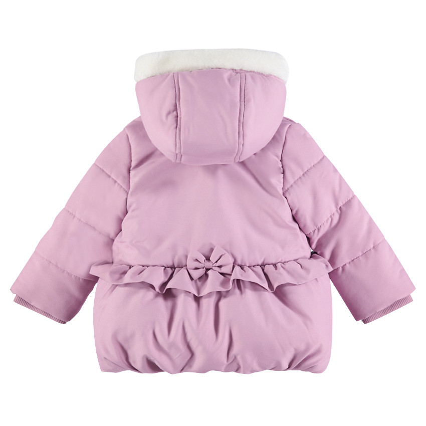 Parka matelassée à capuche doublée sherpa avec volant 