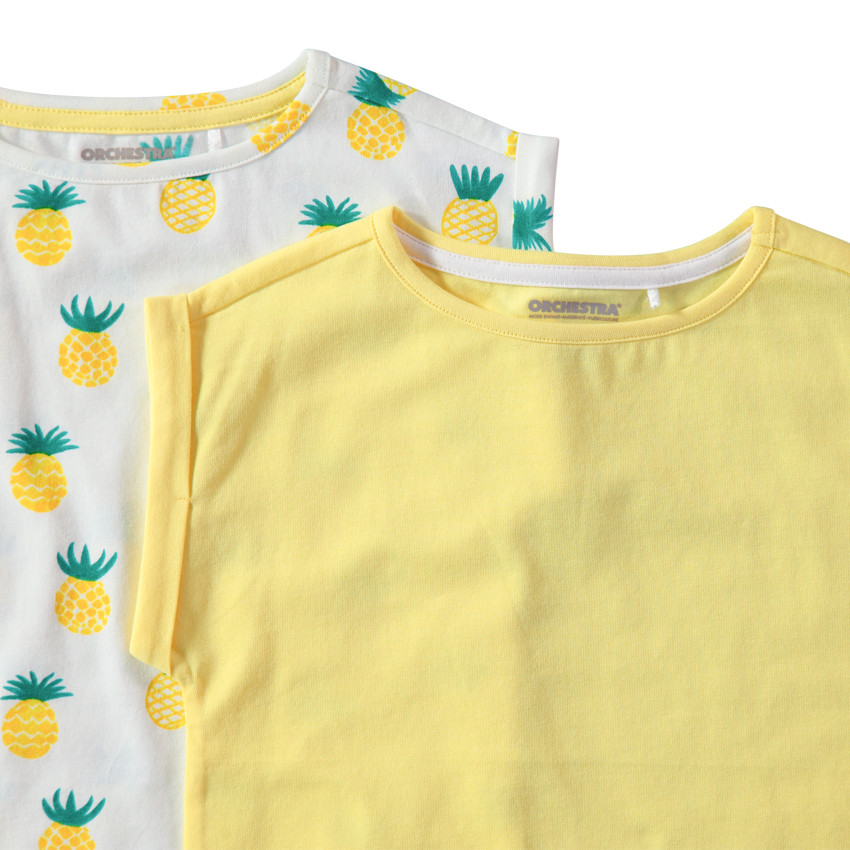 Lot de 2 t-shirts en coton uni / imprimé all-over 