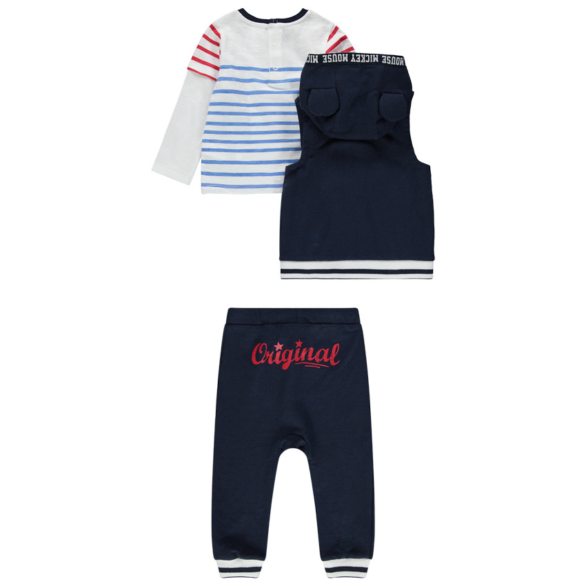 Jogging 3 pièces avec t-shirt rayé print Mickey Disney 