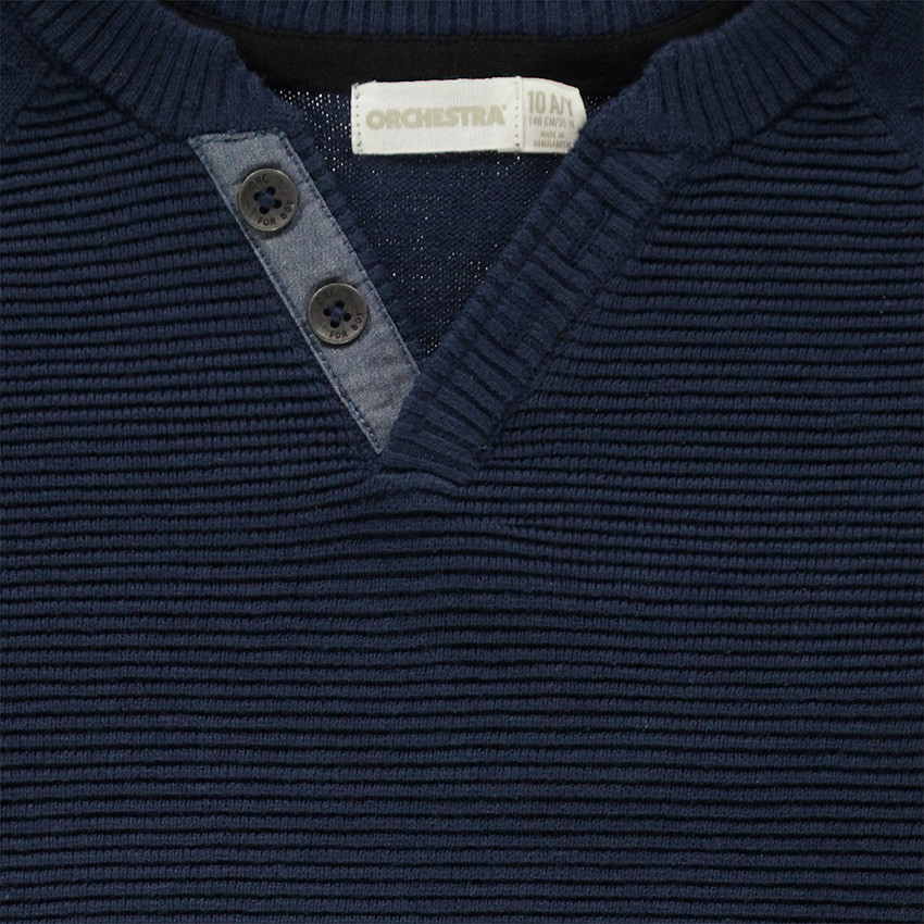 Junior - Pull en tricot ottoman avec col esprit tunisien 