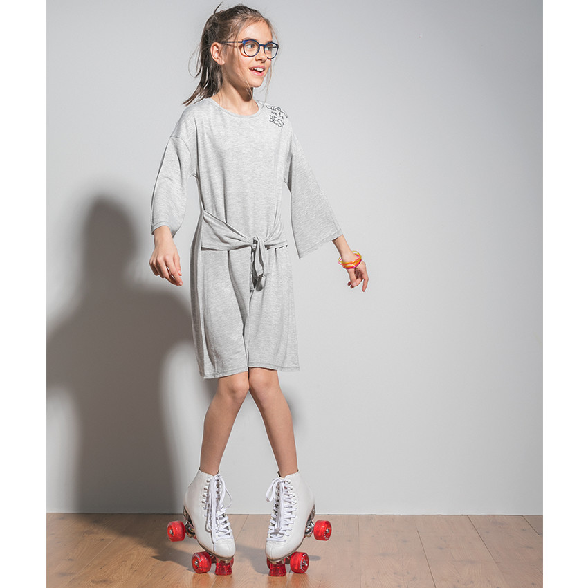 Junior - Robe en maille à manches évasées avec ceinture à nouer 