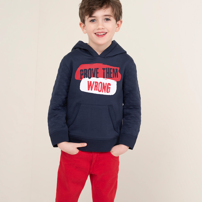Sweat en molleton à capuche avec inscriptions printées 