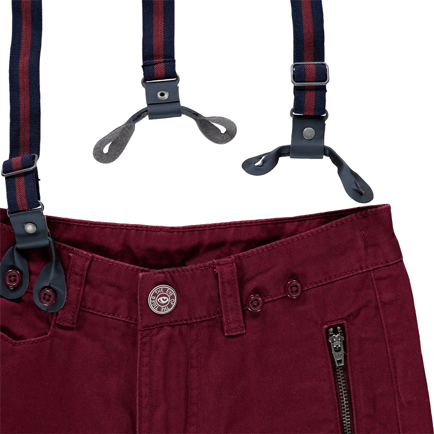 Junior - Pantalon en twill avec découpes et bretelles amovibles 