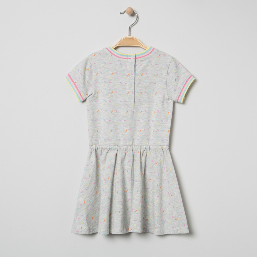 Robe manches courtes en maille imprimée all-over et Smiley brodé 