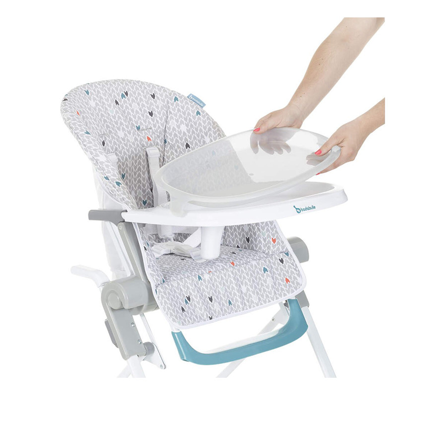 Chaise haute compacte réglable – Chevrons gris 