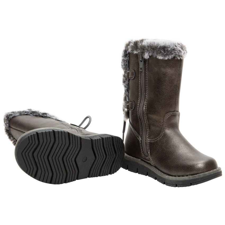 Bottes effet cuir à laçage fantaisie et fausse fourrure du 24 au 27 