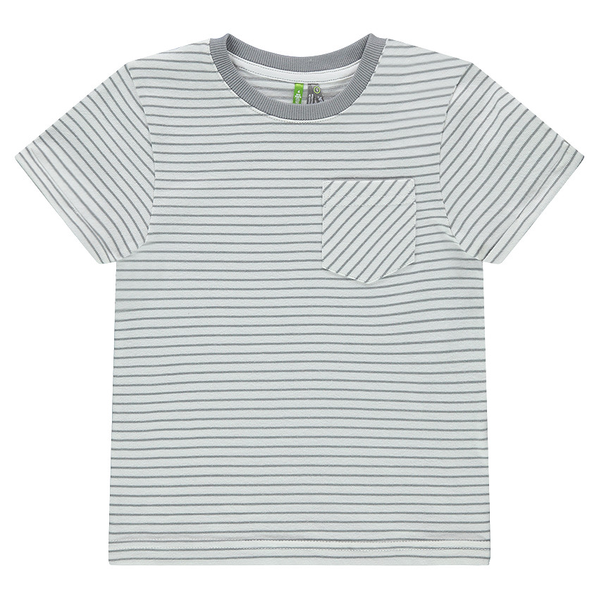 Tee-shirt manches courtes à rayures all-over avec poche 
