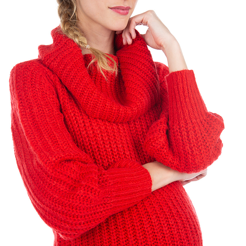 Pull de grossesse à col roulé en tricot maille épaisse 