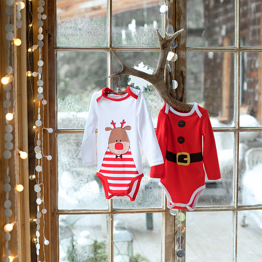 Lot de 2 bodies manches longues motif esprit Noël 