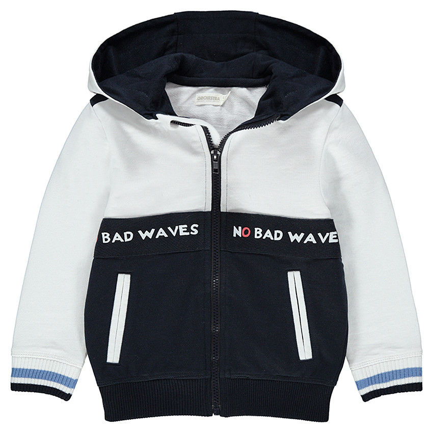 Gilet à capuche en molleton avec inscriptions printées 